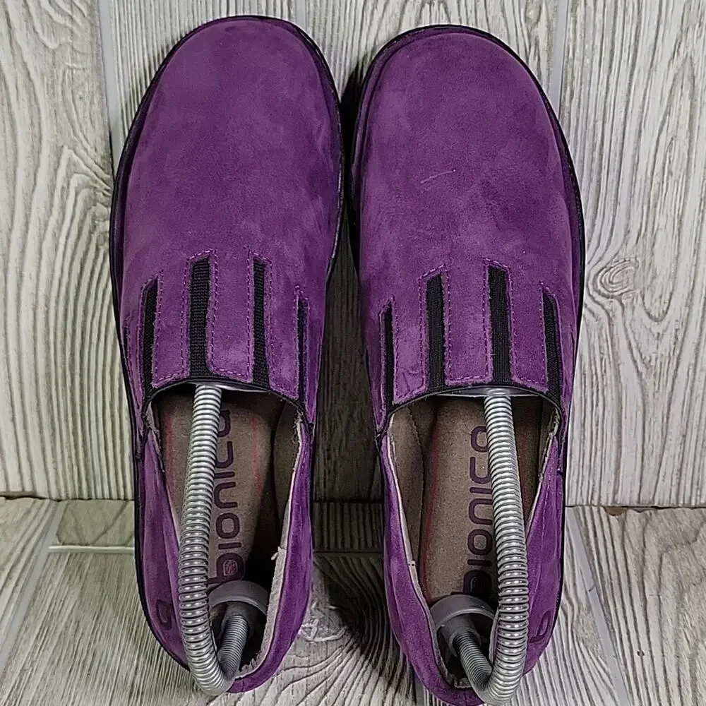 Bionica Purple Leather Wedge Clogs Womens Size 7 - Picture 7 of 13